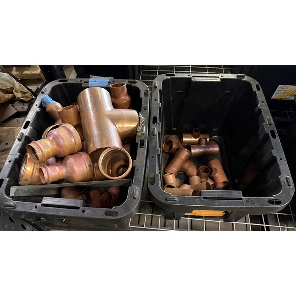 Qty 2 Bins Copper Pipe Fittings, Misc Sizes