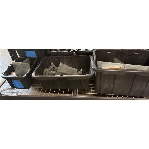Qty 3 Bins  Pipe Band Clamps, Iron Grounding Strips, Hardware, etc