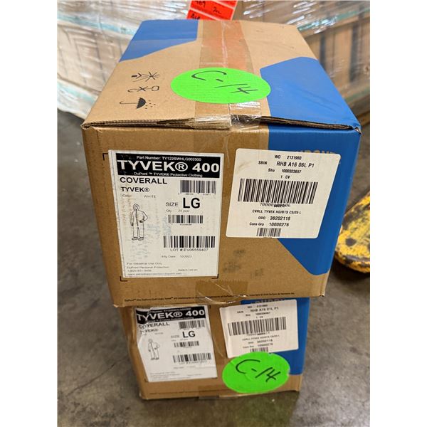 Qty 2 Boxes Tyvek Coveralls Size Large