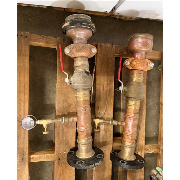 Qty 2 Backflow Preventer Assemblies w/ Copper Piping & Brass Shut-Off Valves