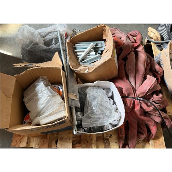 Contents of Pallet: Shurtape Duct Tapes, Apollo Pipe Fittings,  Joint Duct Cleats, Retractable Lifel