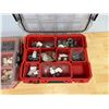 Image 13 : Qty 3 Stackable Organizers & Contents:  Pipe Fittings, Hardware, etc
