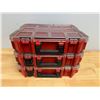 Image 17 : Qty 3 Stackable Organizers & Contents:  Pipe Fittings, Hardware, etc