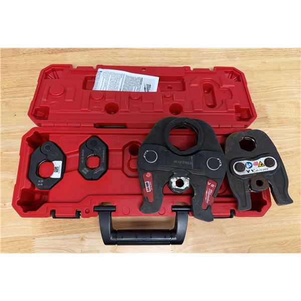 Multiple Milwaukee Crimp Press Jaws & Pivoting Press Rings in Hard Case