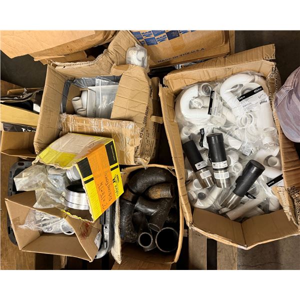 Contents of Pallet: Multiple Boxes AB&I & Other Pipe Fittings, ProFlo P-Traps, Clamps, Gaskets, etc