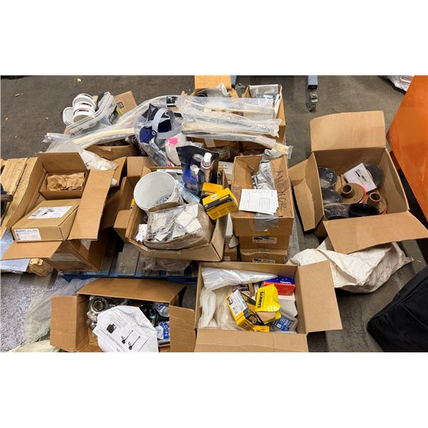 Contents of Pallet:  Sloan Soap Dispensers, Adhesives, Cleanouts, Floor Drains, Caps, Clamps, Hardwa