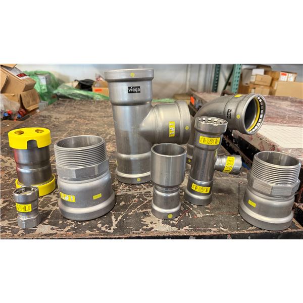Multiple Viega MegaPress Carbon Steel Pipe Fittings, Misc Sizes