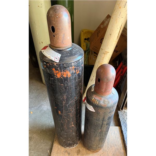Qty 2 Cylinder Acetylene Tanks, Misc Sizes