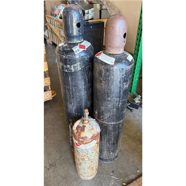 Qty 3 Cylinder Acetylene Tanks, Misc Sizes