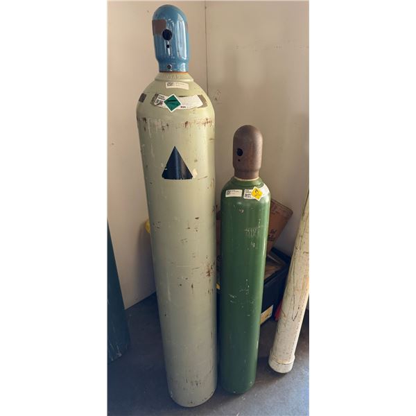 Qty 2 Cylinder Nitrogen & Oxygen Tanks, Misc Sizes