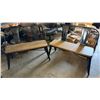 Image 1 : Qty 2 Metal Benches w/ Wooden Seats 37.5" x 13" x 35"H