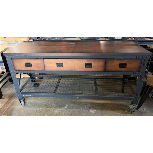 Metal Rolling Workbench w/ 3 Drawers & Undershelf 72" x 24" x 37"H