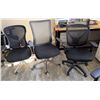 Image 1 : Qty 3 Rolling Office Chairs, Misc Sizes