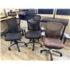 Image 1 : Qty 3 Rolling Office Chairs, Misc Sizes