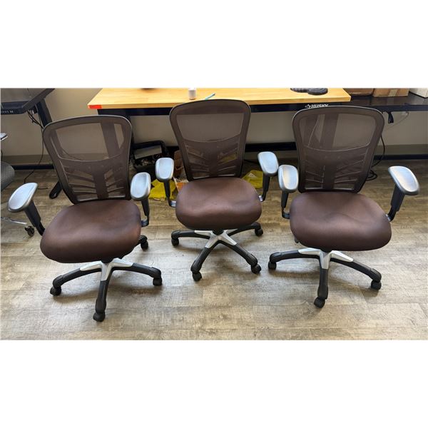 Qty 3 Rolling Office Chairs 18" x 16" x 34"H