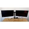 Image 1 : Qty 2 LG Monitors Mounted on Black Dual Monitor Stand 27" (each)