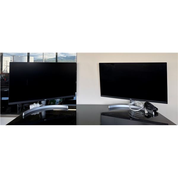 Qty 2 LG Monitors on Ergonomic Stands 27" (each)