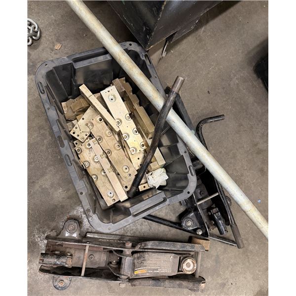 Bin Metal Perforated Plates & 2 Husky Floor Jacks