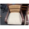 Image 7 : Qty 3 Wooden Armchairs w/ Upholstered Seats & Woven Backs 32" x 27" x 34"H