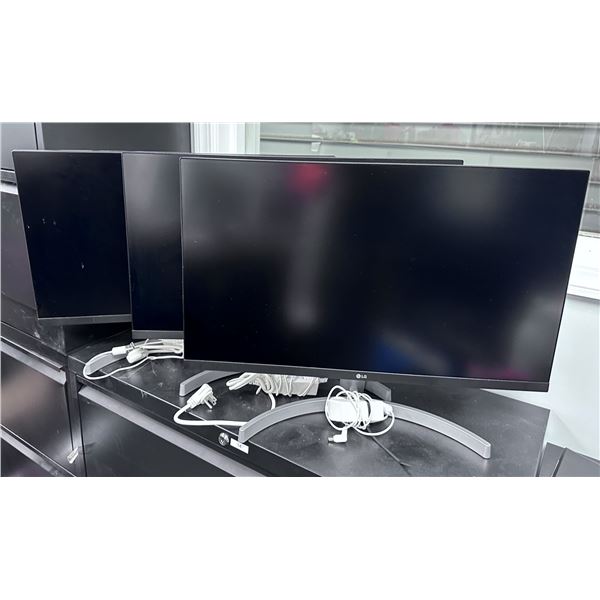 Qty 3 LG Monitors on Ergonomic Stands 27" (each)