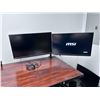 Image 2 : Qty 2 MSI Nvidia G-Sync 3CA7 Monitors Mounted on Black Dual Monitor Stand 27" (each)