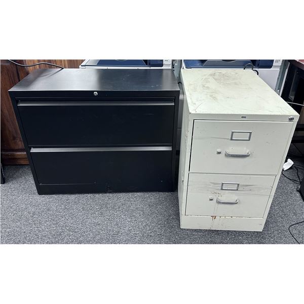 Qty 2 Filing Cabinets: 2-Drawer Lateral & Vertical, Misc Sizes