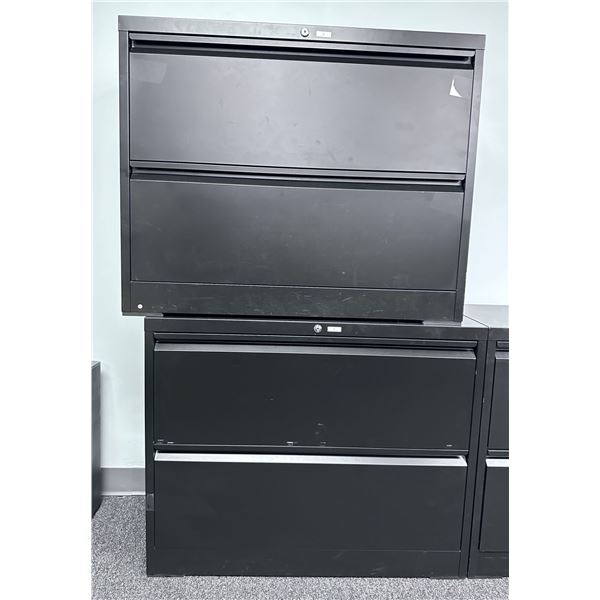 Qty 2 Black 2-Drawer Lateral Filing Cabinets 35" x 16" x 29"H (contents not included)
