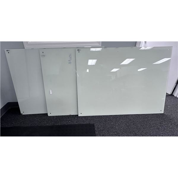 Qty 3 Dapper Display Glass Dry-Erase Whiteboards 47" x 35"