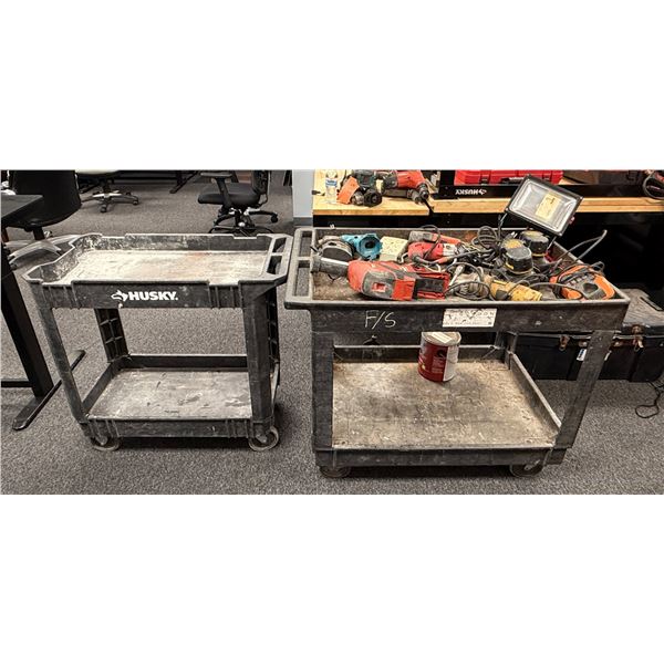 Qty 2 Rolling Utility Carts, Misc Sizes (Contents Not Included)