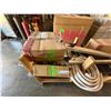 Image 3 : Wooden Crate w/ Vision Auto Lamps, Armstrong Flooring, Metal Channels, Struts, Rods, Hose,  etc