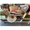 Image 4 : Wooden Crate w/ Vision Auto Lamps, Armstrong Flooring, Metal Channels, Struts, Rods, Hose,  etc