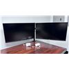 Image 1 : Qty 2 LG 27MN60T-W Monitors Mounted on Black Dual Monitor Stand 27" (each)