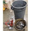 Image 1 : Rubbermaid Brute Waste Can w/ Ridgid Pipe Threader & Oiler