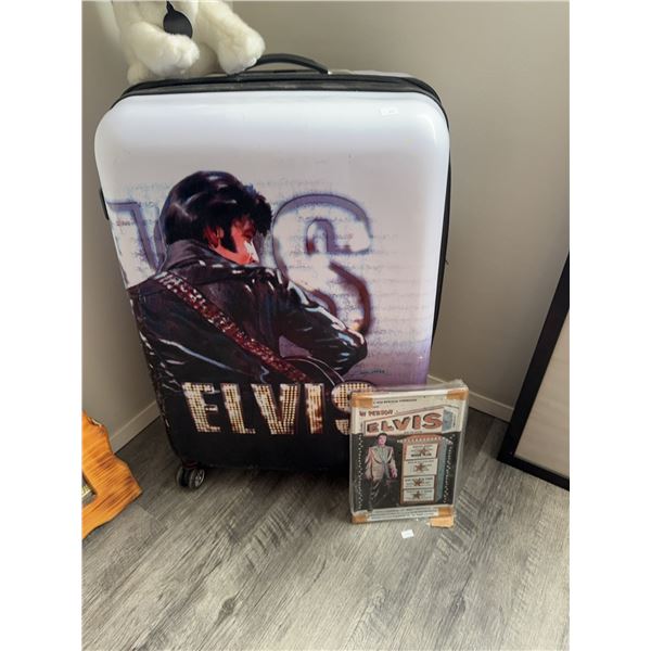 Elvis Presley Suitcase, Plush Dog, and Poster