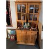 Image 3 : Wooden Glass-Front Hutch Cabinet