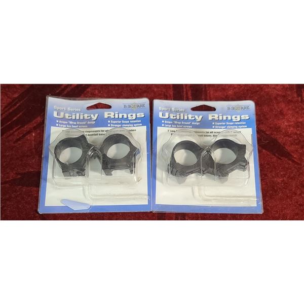TWO SETS OF B-SQUARE UTILITY RINGS 1" LOW RINGMOUNTS FOR ALL SCOPES WITH 1" TUBES - FITS ALL STANDAR