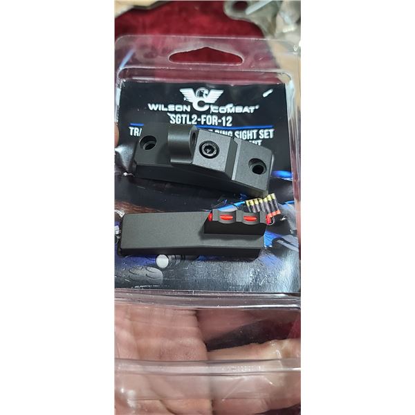 WILSON COMBAT SGTL2 FOR 12 TRACK LOCK 11 GHOST RING SIGHT SET - 12GA, RED FIBRE OPTIC FRONT