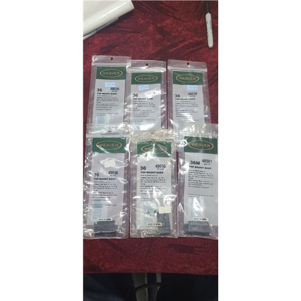 WEAVER TOP MOUNT PIECES QUANTITY 5 X36 ,48036 AND 36M