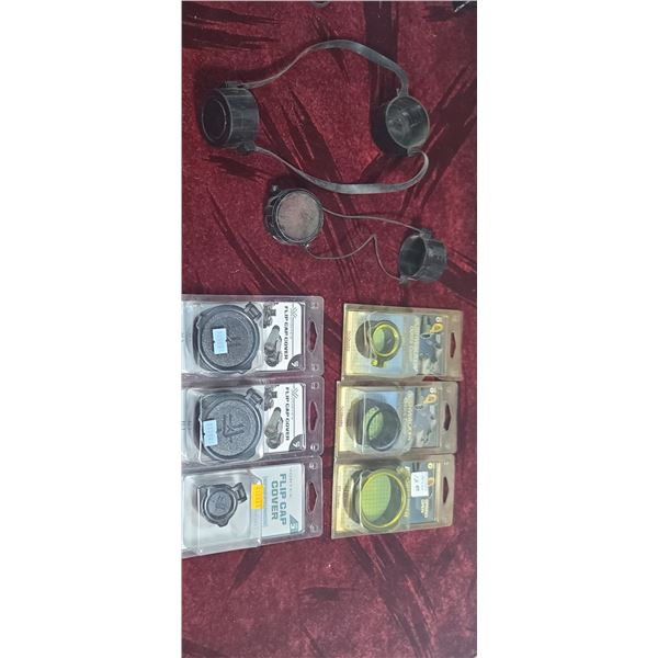 VORTEX FLIP CAP COVERS SIZE 7, 3 AND BUSHWACKER CAP COVERS SIZES 4, 5, 7,AND TOO MISCELLANEOUS