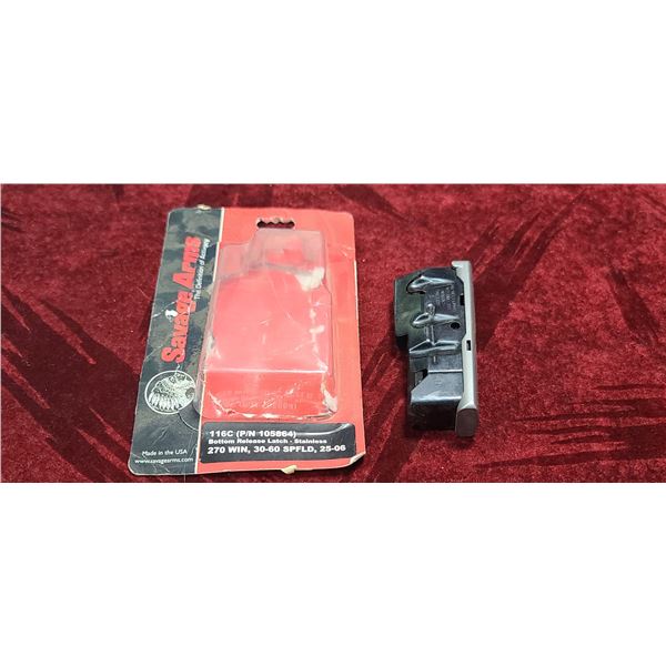 SAVAGE 116C PART NUMBER 105864, BOTTOM RELEASE LATCH STAINLESS FOR  .270, 30-06, 25-06 MAGAZINE