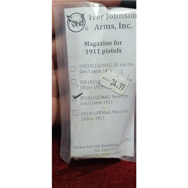IVER JOHNSON ARMS IN MAGAZINE FOR 1911 A 9MM FITS GOV/COMM 1911 MODEL NUMBER IJ91911GCMAG