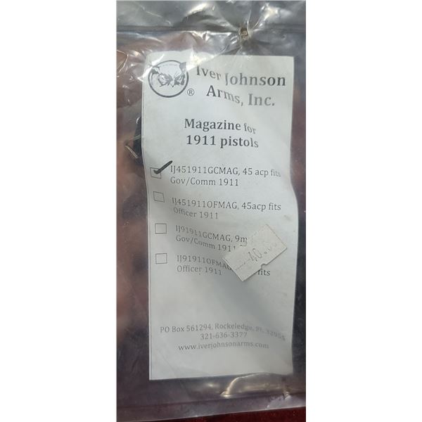 IVER JOHNSON ARMS IN MAGAZINE FOR 1911 A 9MM FITS GOV/COMM 1911 MODEL NUMBER IJ451911GCMAG