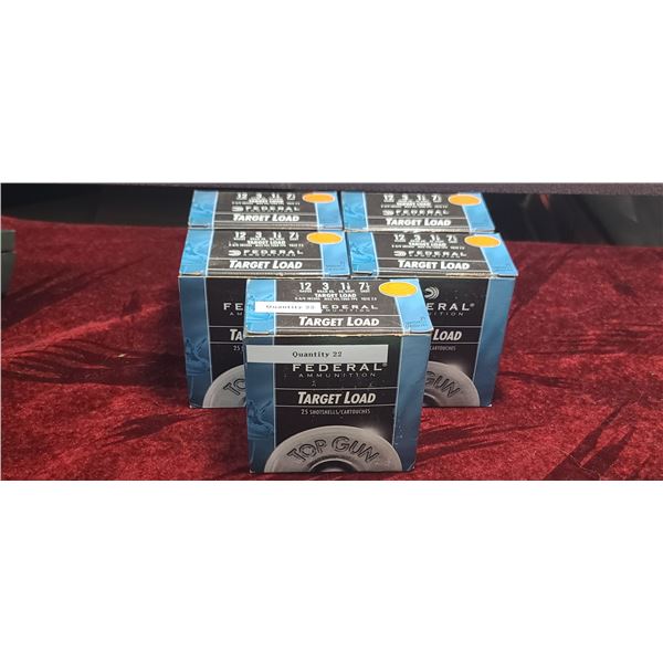 122 ROUNDS OF FEDERAL 12 GAGE 3 INCH 1 1/8OZ 7 1/2 SHOT TARGET LOAD