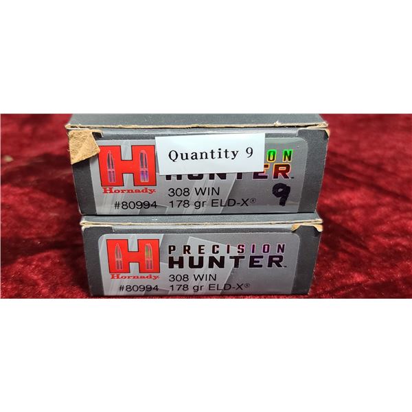 29 ROUNDS OF HORNADY 308 WIN 178 GR ELD X PRECISION HUNTER