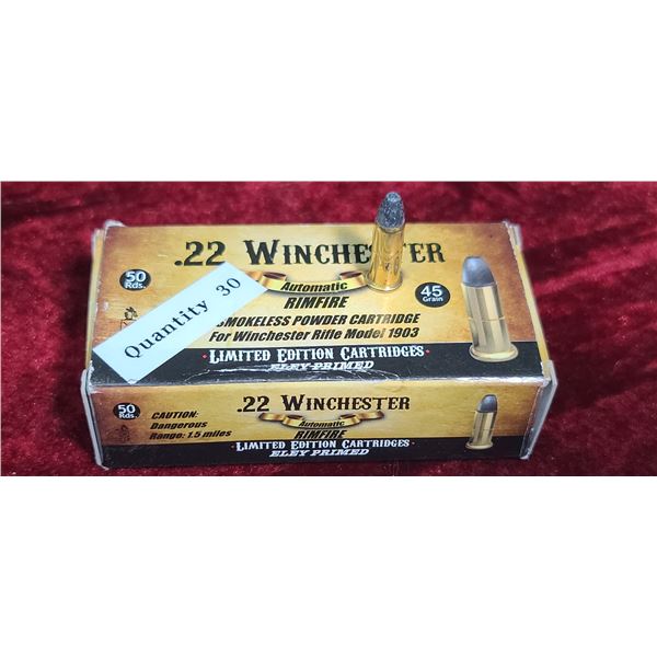 30 ROUNDS OF 22 AUTO RIMFIRE LIMITED EDITION CARTRIDGES ELEY PRIMED