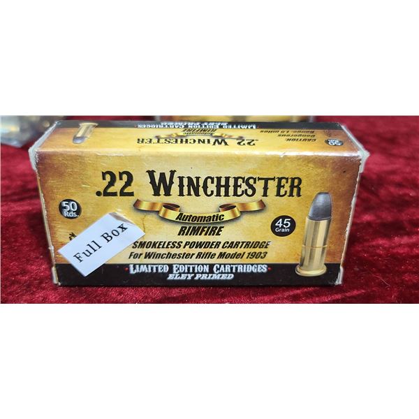 50 ROUNDS OF 22 AUTO RIMFIRE LIMITED EDITION CARTRIDGES ELEY PRIMED