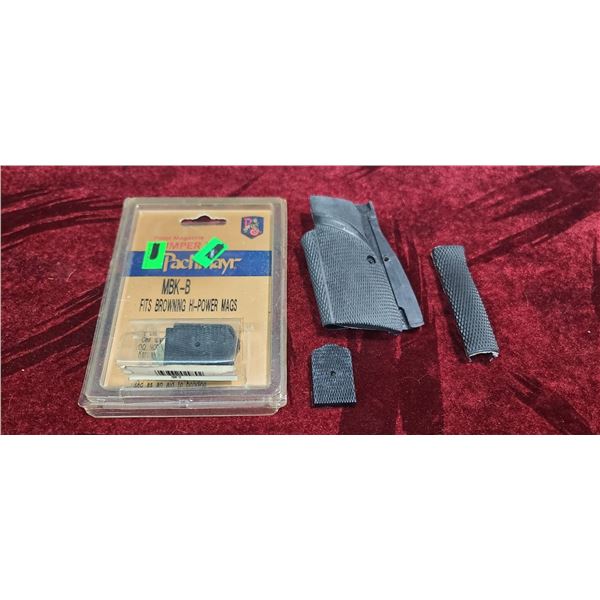 BROWNING HIGH POWER GRIP SET AND PACHMAYR MAGAZINE BUMBERS