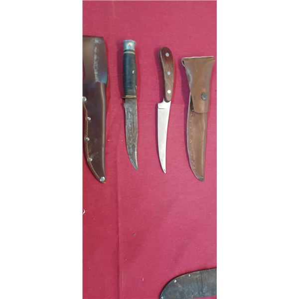 TWO JANANESE HUNTING KNIVES ONE EXCELLENT , THE OTHER POOR SHAPE