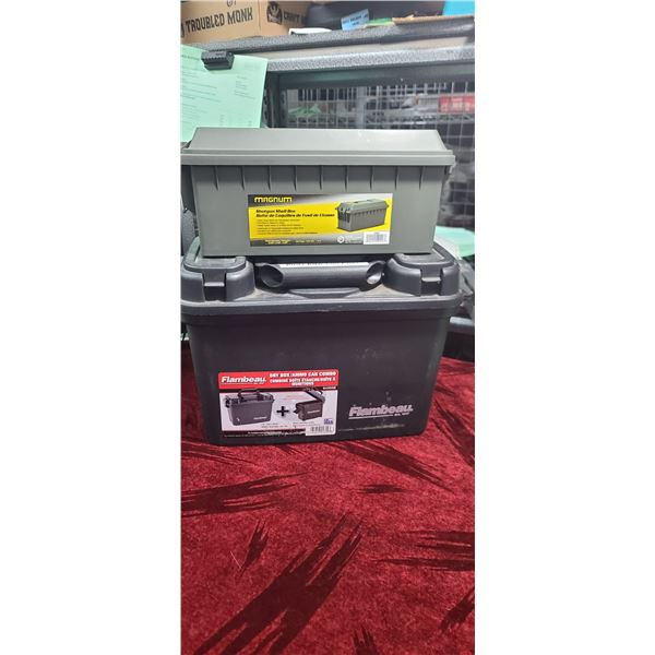 14" FLAMBEAU DRY/AMMO BOX AND MAGNUM 13X5X5 SHOT SHELL BOX