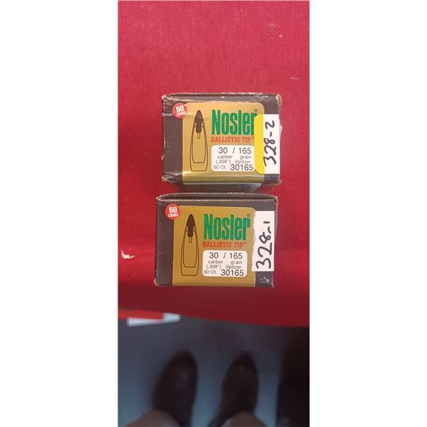 ONE BOX OF 50 PLUS PARTIAL BOX OF 28   NOSLER BALLISTIC TIP 30 CAL 165 GRAIN BULLETS